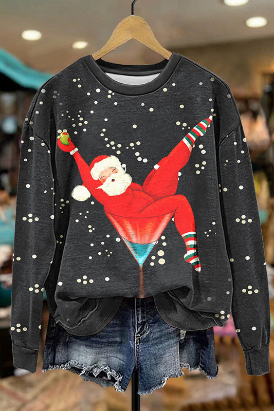 Wine Glass Santa Sweatshirt