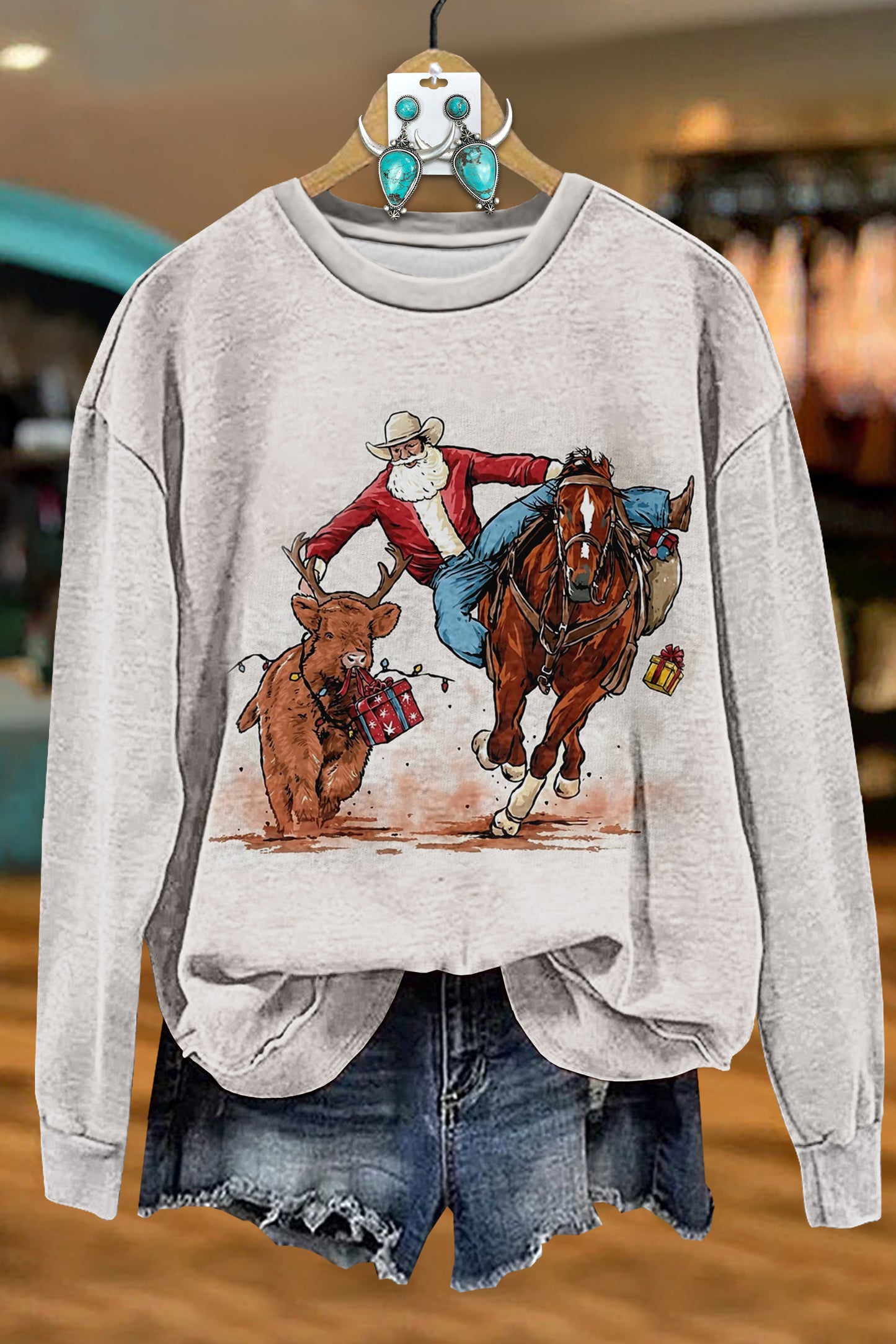 Western Cowgirl Santa Sweatshirt