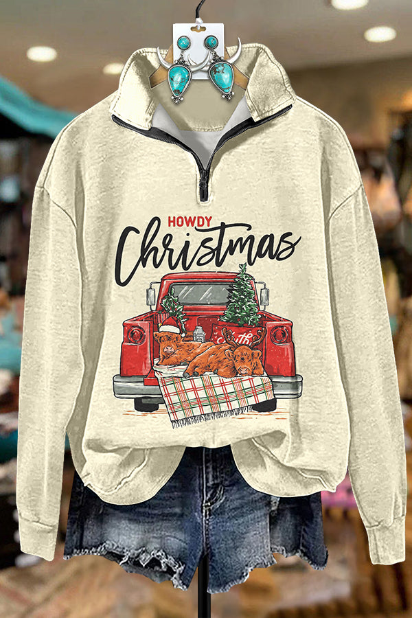 Cute Howdy Christmas Zipper Sweatshirt