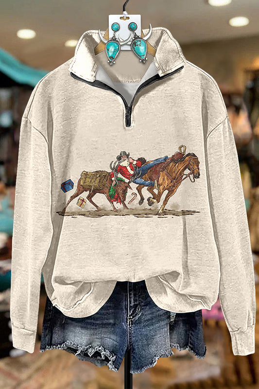 Western Christmas Cowboy Zipper Sweatshirt