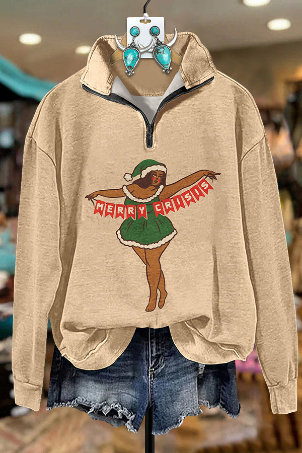 Merry Christmas Cowgirl Zipper Sweatshirt