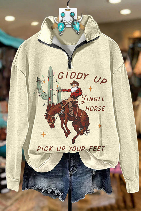 Western Christmas Zipper Sweatshirt