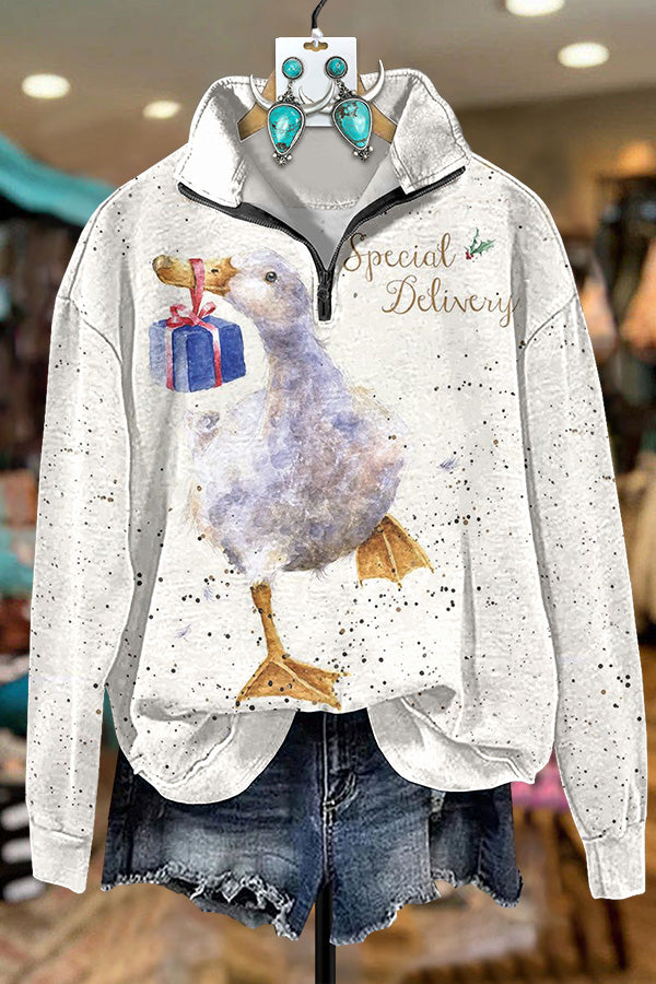 Christmas Gift Duck Zipper Sweatshirt