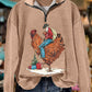 Cowboy Christmas Hen Zipper Sweatshirt