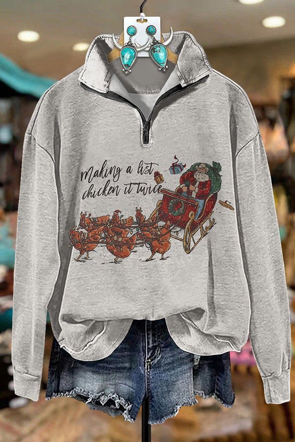 Christmas Cowboy Chicken Zipper Sweatshirt