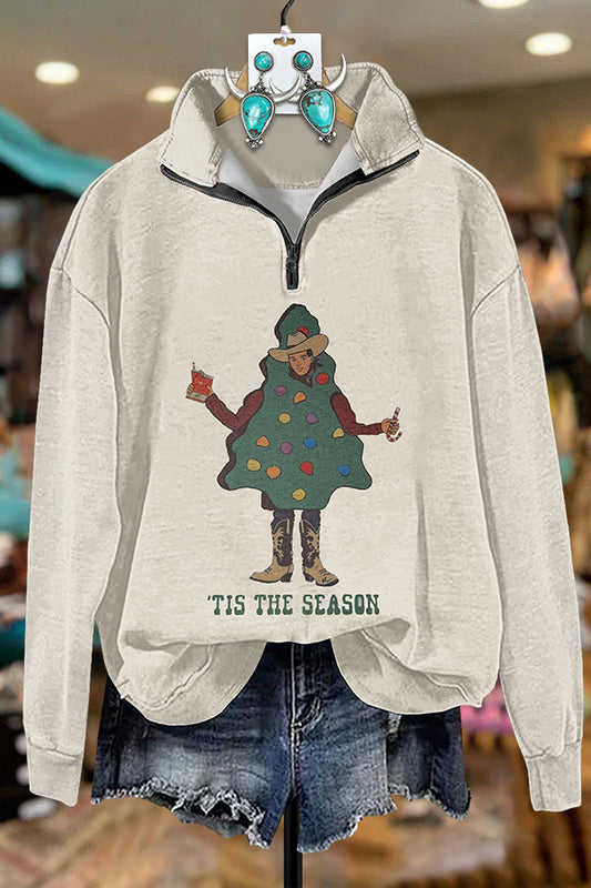 Cowboy Christmas Tree Zipper Sweatshirt