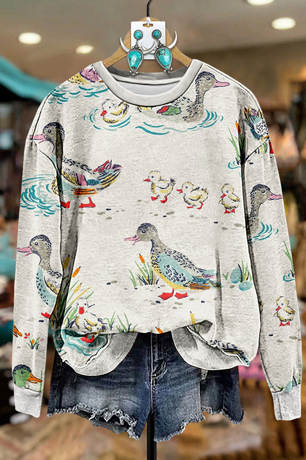 Retro Cute Duck Sweatshirt