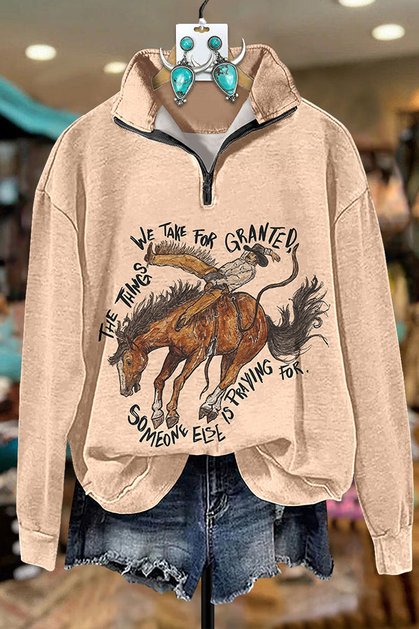 Western Cowboy Zipper Sweatshirt