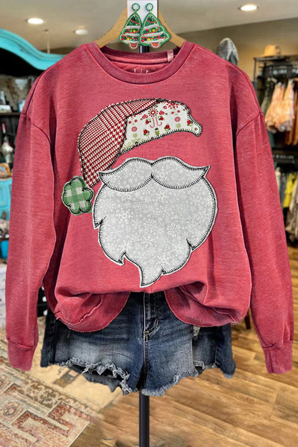 Classic Contrast Color Santa Sweatshirt