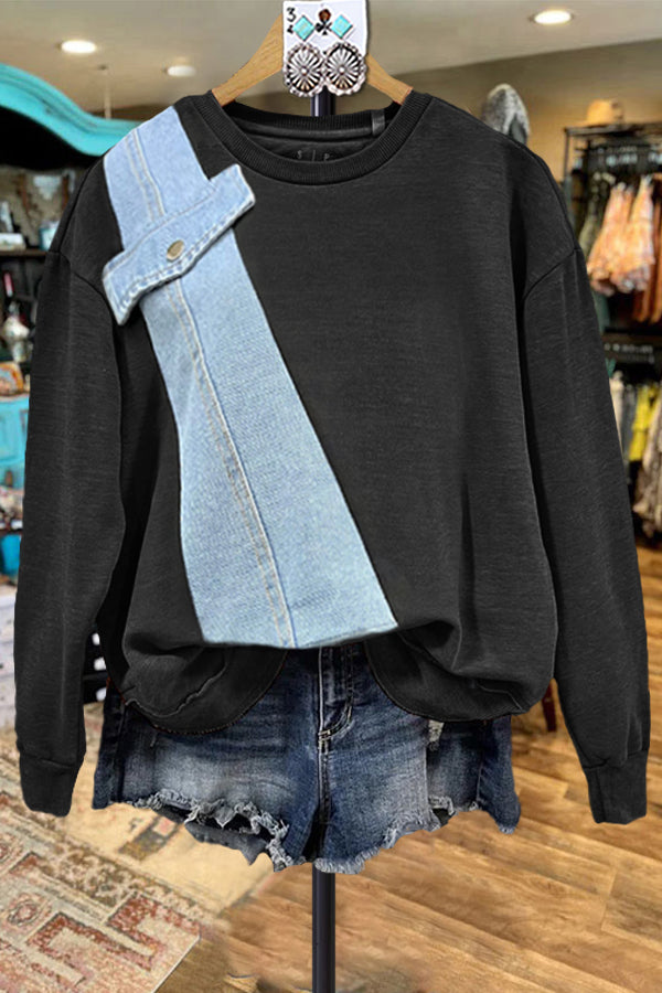 Classic Patchwork Contrast Color Sweatshirt