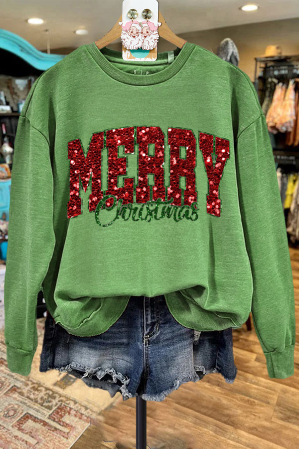 Classic Merry Christmas Contrasting Color Sweatshirt