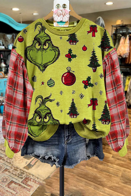 Classic Grinch Christmas Contrasting Sweatshirt