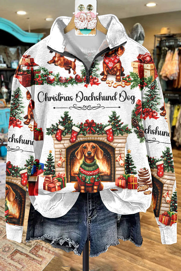 Classic Contrast Christmas Dachshund Sweatshirt