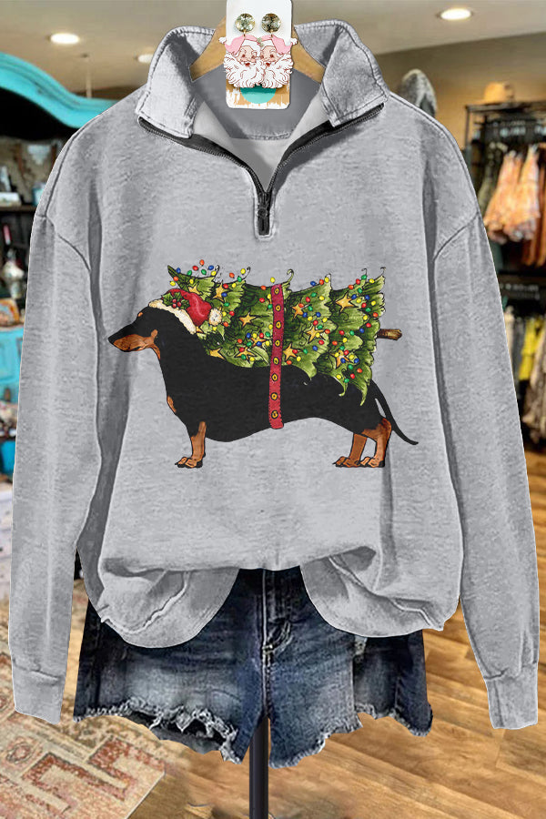 Classic Contrast Christmas Dachshund Sweatshirt