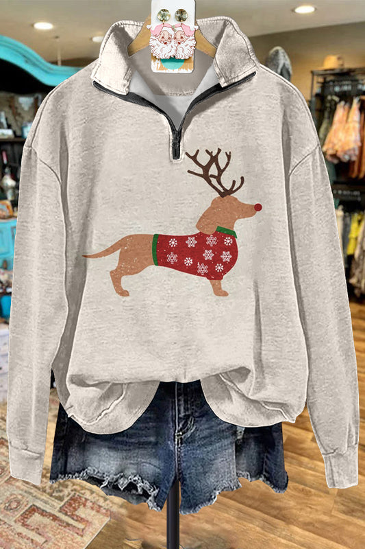 Classic Contrast Christmas Dachshund Sweatshirt