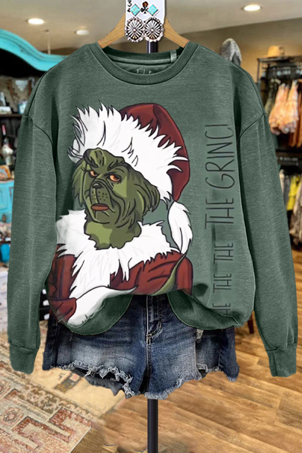 Classic Contrast Color Christmas Grinch Sweatshirt