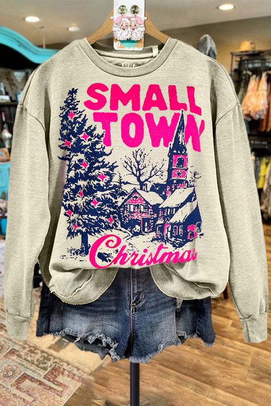 Classic Contrast Color Christmas Print Sweatshirt