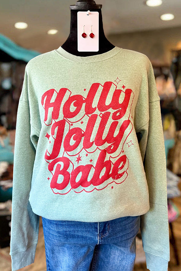 Classic Contrast Color Christmas Print Sweatshirt