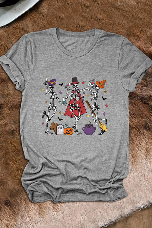 Halloween Skull Print Casual T-Shirt