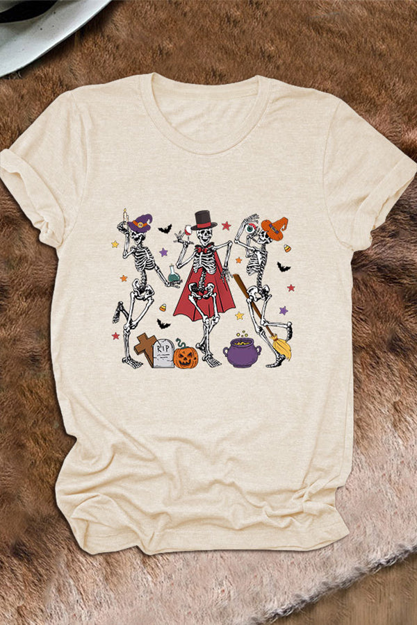 Halloween Skull Print Casual T-Shirt