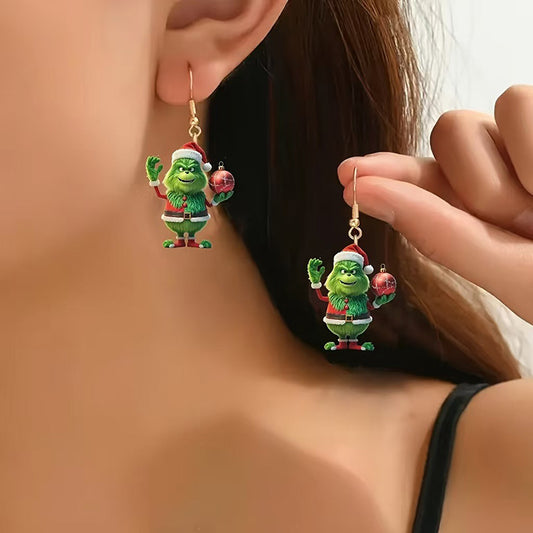 Grinch Christmas Tree Earrings