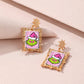 Vintage Grinch Square Earrings