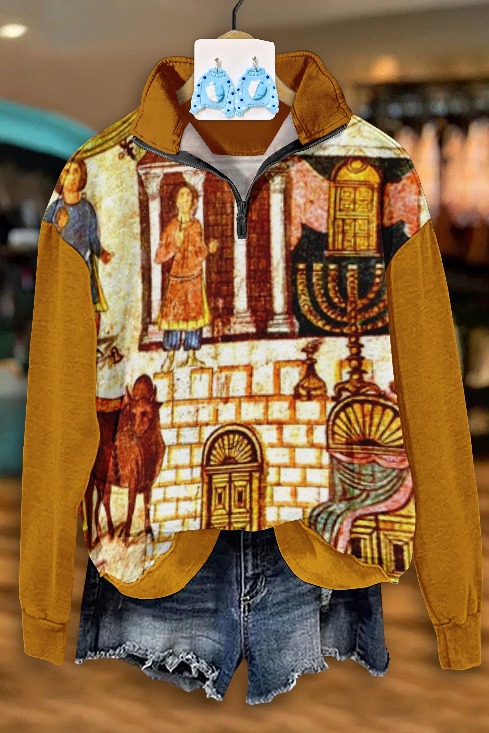 Jewish Art Zipper Sweatshirt