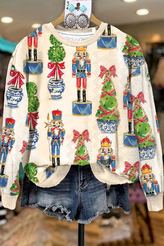 Nutcracker Christmas Tree Print Sweatshirt