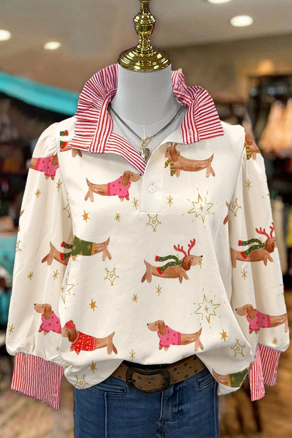 Christmas Dachshund Print Top